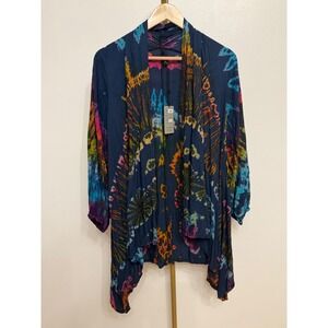 Sacred Threads, Tie Dye Cardigan, Navy Multi, OS, NEW, $48.00